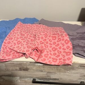 Pink Leopard Print Shorts, blue shorts, purple camo shorts!